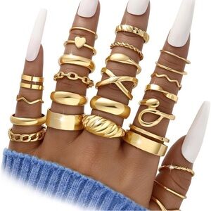 68 Pcs Gold Knuckle Rings Set for Women, Stackable Boho Joint Finger Midi Rings